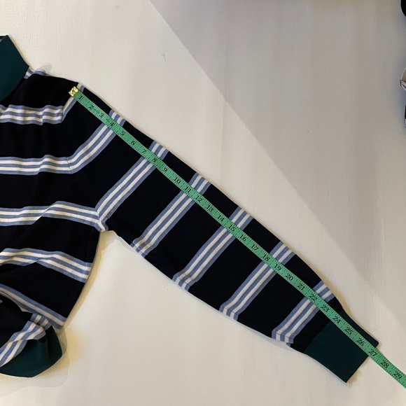 BROOKS BROTHERS 100% Merino Wool Half-zip Navy Stripes Sweater XL Classic Club - Picture 12 of 14